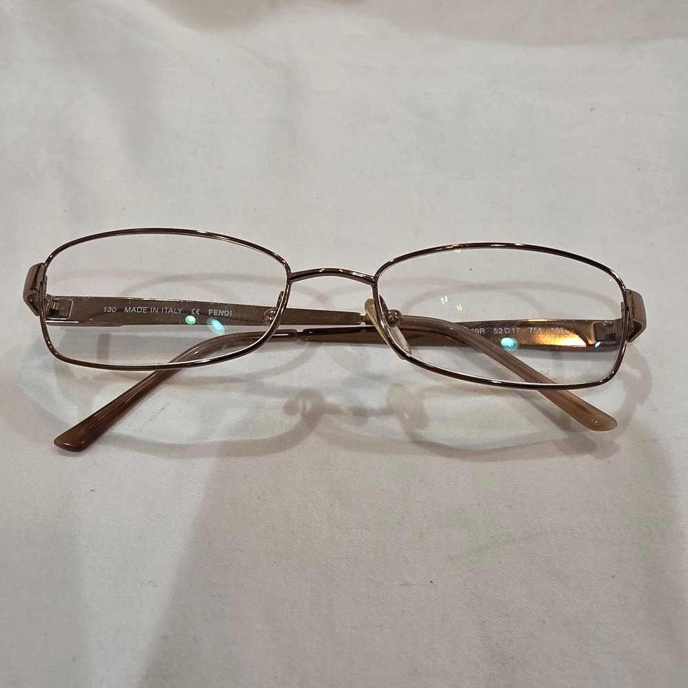 Fendi Eyeglasses Women 52-17-130 Bronze F769R Crystal Good Rectangle Italy